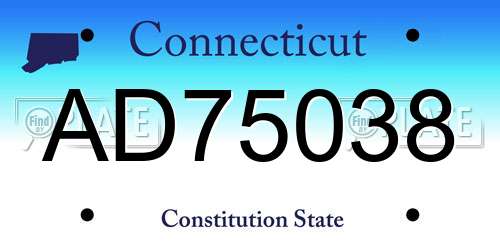 AD75038 Connecticut License Plate