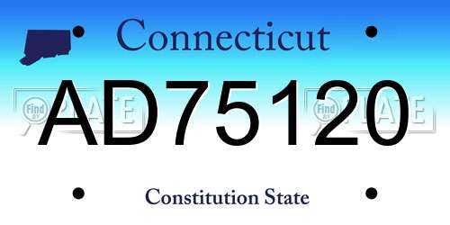 AD75120 Connecticut License Plate