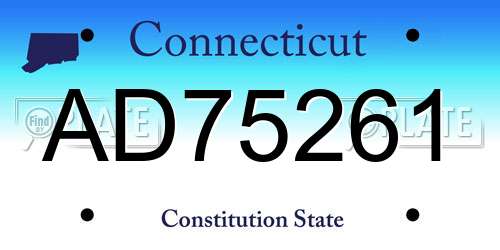 AD75261 Connecticut License Plate