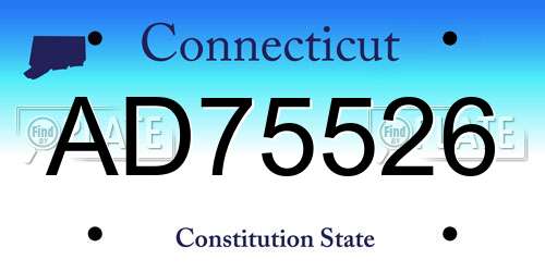AD75526 Connecticut License Plate