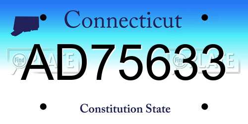 AD75633 Connecticut License Plate