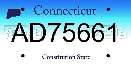 AD75661 Connecticut License Plate