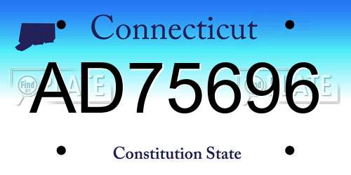 AD75696 Connecticut License Plate
