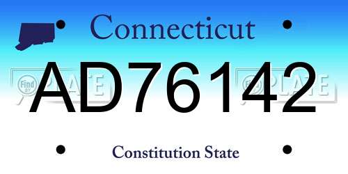 AD76142 Connecticut License Plate