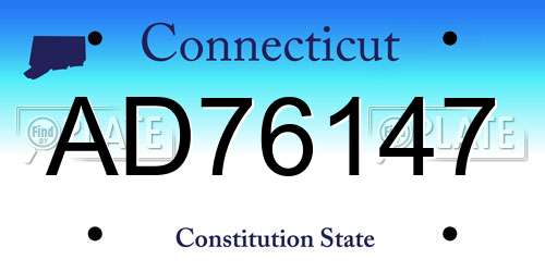 AD76147 Connecticut License Plate