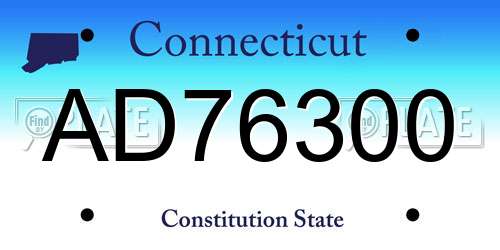 AD76300 Connecticut License Plate