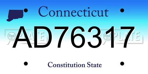 AD76317 Connecticut License Plate