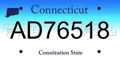 AD76518 Connecticut License Plate