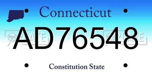 AD76548 Connecticut License Plate