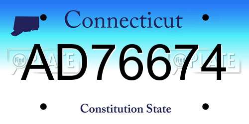 AD76674 Connecticut License Plate