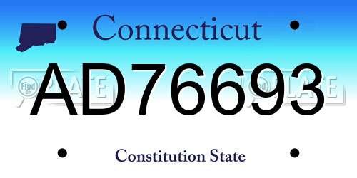 AD76693 Connecticut License Plate