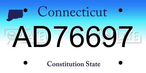 AD76697 Connecticut License Plate