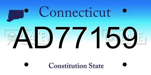 AD77159 Connecticut License Plate