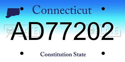 AD77202 Connecticut License Plate