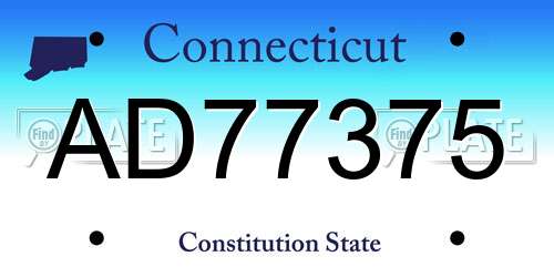 AD77375 Connecticut License Plate