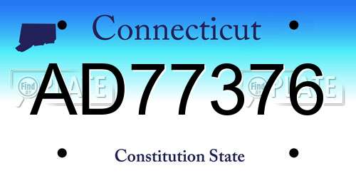 AD77376 Connecticut License Plate