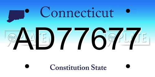 AD77677 Connecticut License Plate