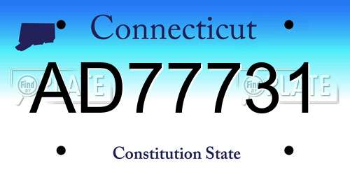 AD77731 Connecticut License Plate
