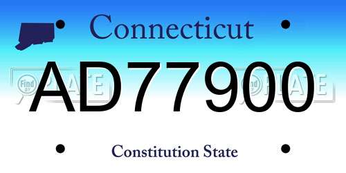 AD77900 Connecticut License Plate