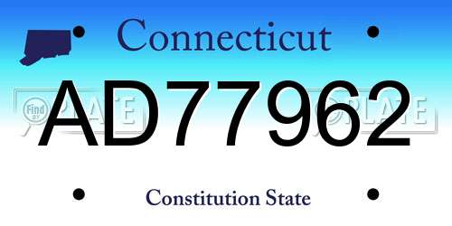 AD77962 Connecticut License Plate