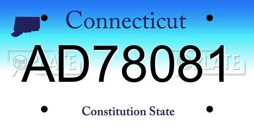 AD78081 Connecticut License Plate