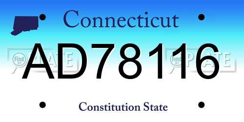AD78116 Connecticut License Plate