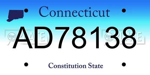 AD78138 Connecticut License Plate