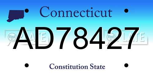 AD78427 Connecticut License Plate