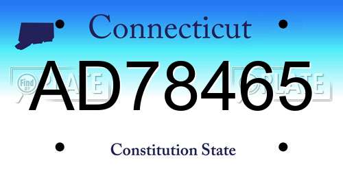 AD78465 Connecticut License Plate