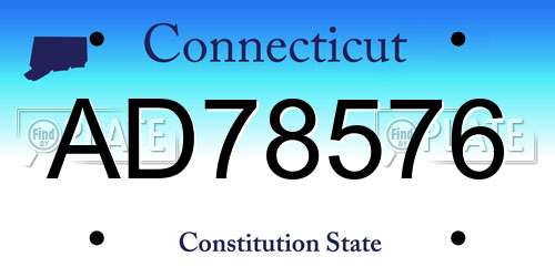 AD78576 Connecticut License Plate