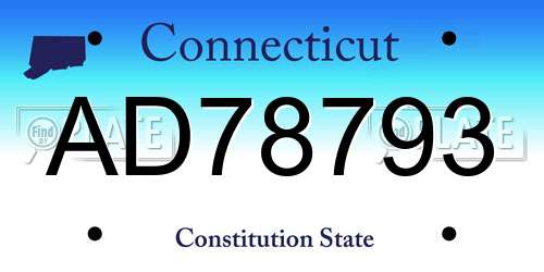 AD78793 Connecticut License Plate