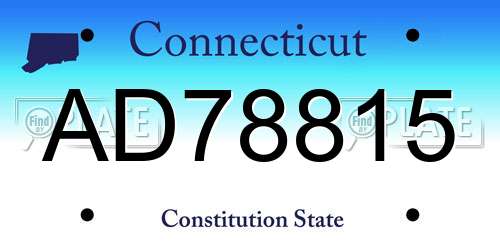 AD78815 Connecticut License Plate