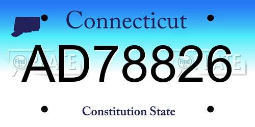 AD78826 Connecticut License Plate