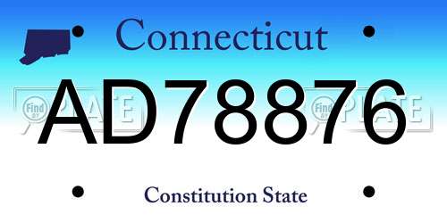 AD78876 Connecticut License Plate