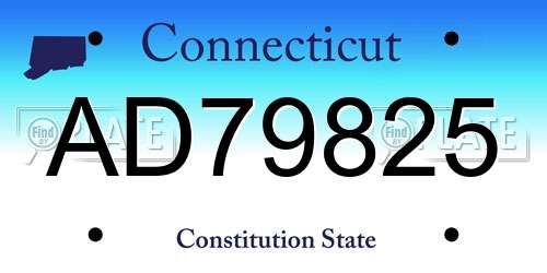 AD79825 Connecticut License Plate