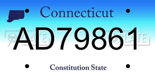 AD79861 Connecticut License Plate