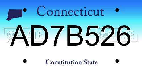 AD7B526 Connecticut License Plate