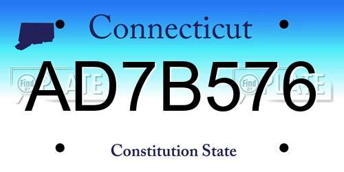 AD7B576 Connecticut License Plate