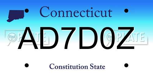 AD7D0Z Connecticut License Plate