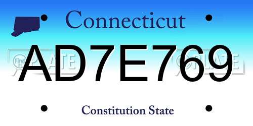 AD7E769 Connecticut License Plate