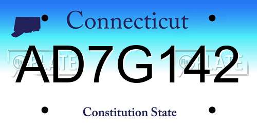 AD7G142 Connecticut License Plate
