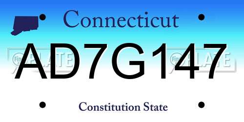 AD7G147 Connecticut License Plate