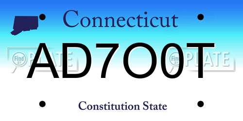 AD7O0T Connecticut License Plate