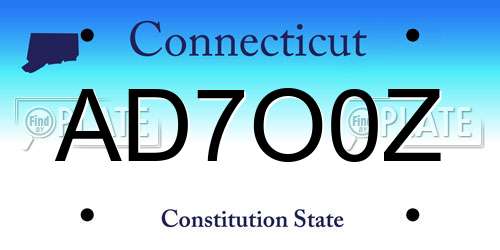 AD7O0Z Connecticut License Plate