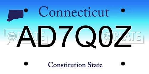 AD7Q0Z Connecticut License Plate