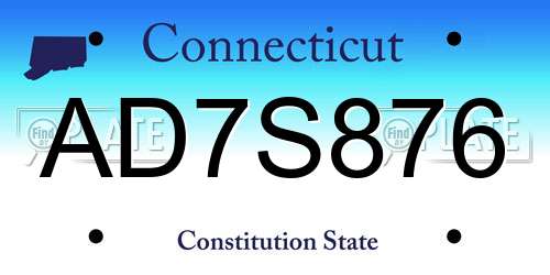 AD7S876 Connecticut License Plate