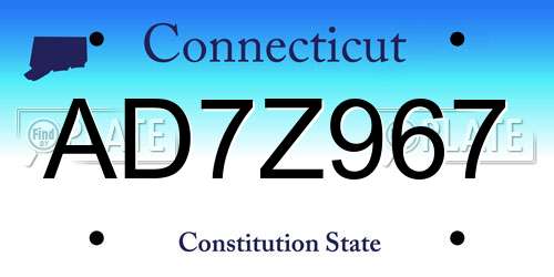 AD7Z967 Connecticut License Plate