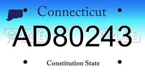 AD80243 Connecticut License Plate