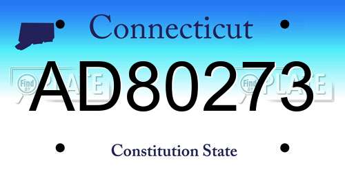 AD80273 Connecticut License Plate