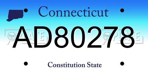 AD80278 Connecticut License Plate